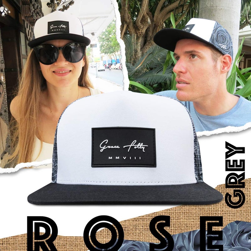 Grace Folly Trucker Hat for Men & Women. Snapback Mesh Caps (US, Alpha, One Size, One Size, Rose- Gray) - Image 5
